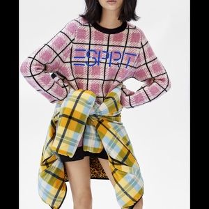 Esprit x opening ceremony pink plaid spellout wool sweater